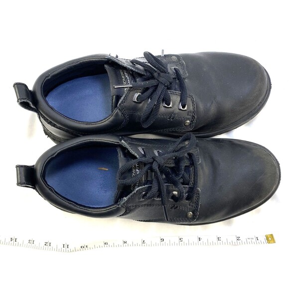 Skechers Men\'s Leather Work Shoes Size 9.5 Relaxed Fit Memory Foam Black 64260 main image 5